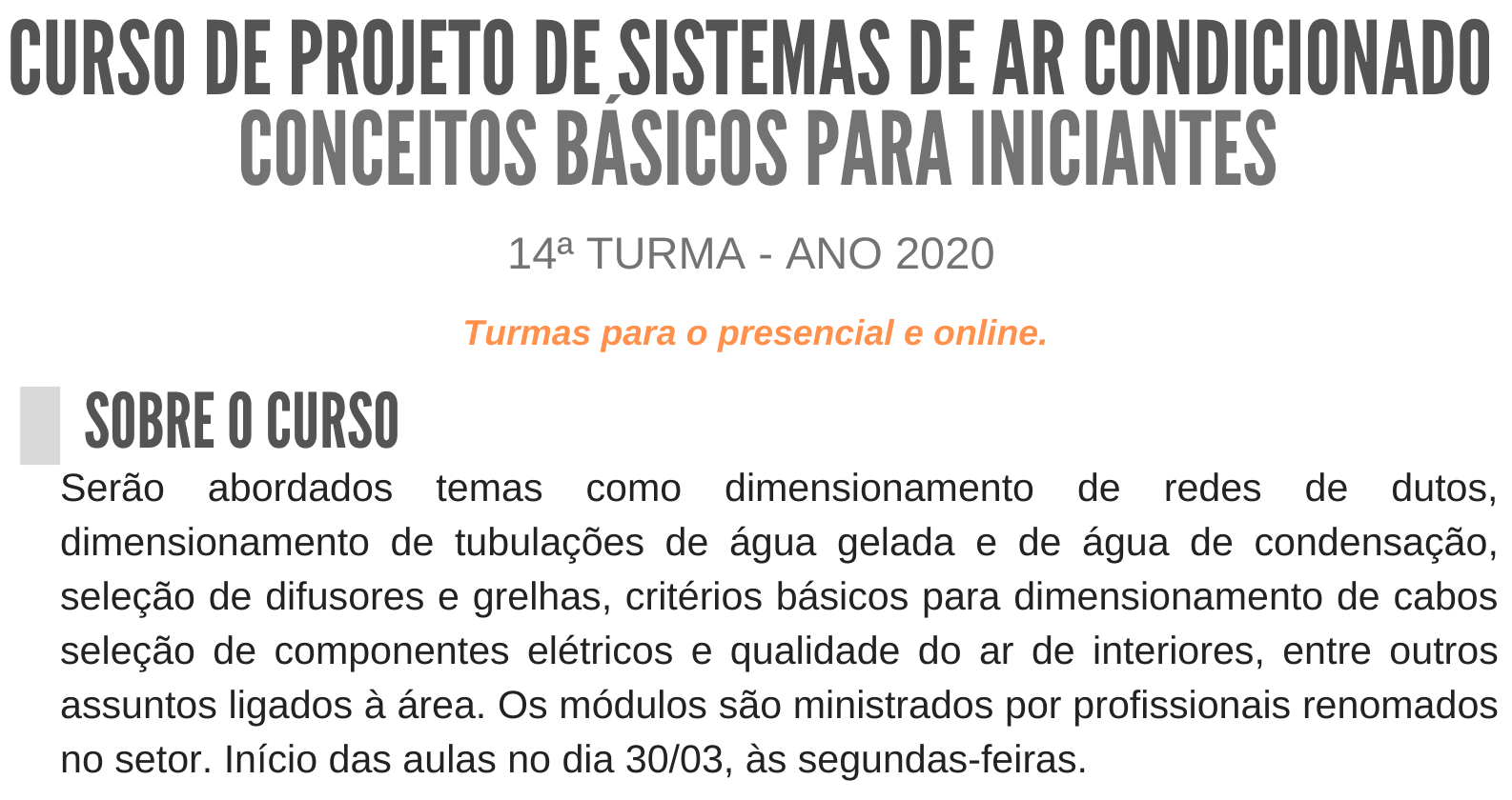DNPC – Curso de Projetos de Sistemas de Ar-condicionado – Conceitos básicos para iniciantes – Patrocine