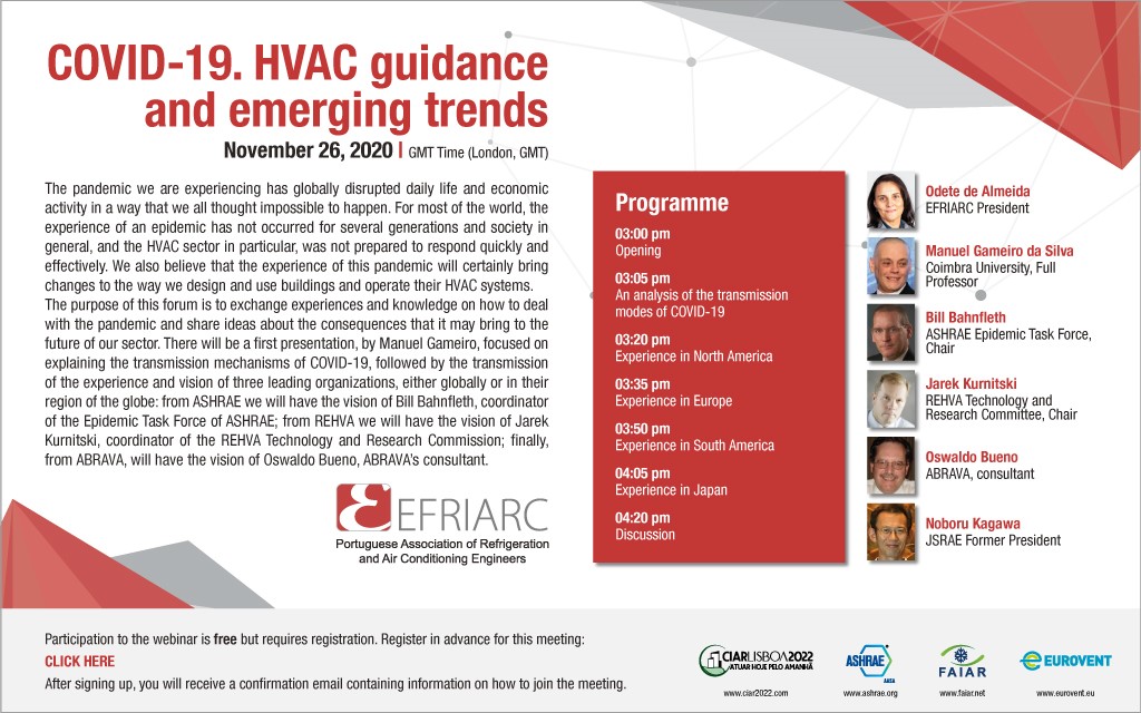 EFRIARC realizou o Fórum Global sobre COVID19 e o setor AVAC-R – Confira o que os especialistas falaram por lá