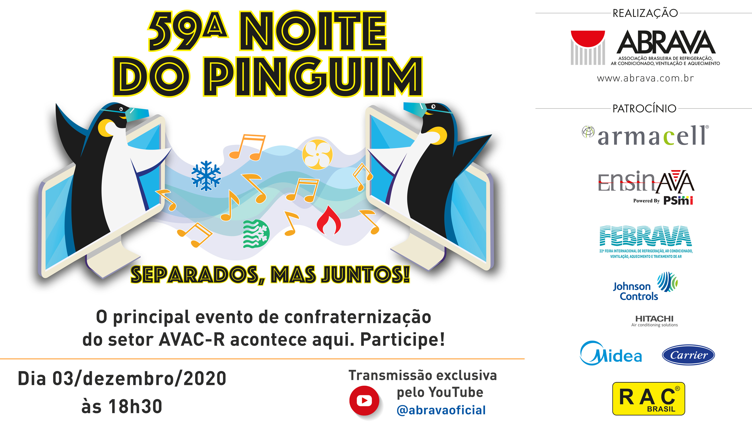 59a. Noite do Pinguim – Separados, mas juntos – SAVE THE DATE 03 de dezembro