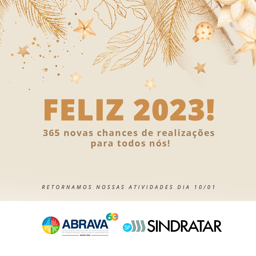 ABRAVA deseja um Feliz 2023! Informamos que retornaremos no dia 10 de janeiro