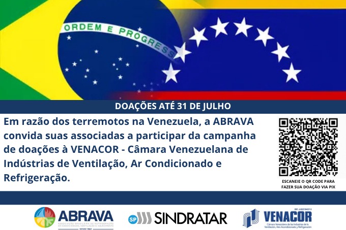 Campanha solidária Venezuela – ABRAVA, Sindratar SP e VENACOR juntas