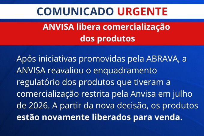 ABRAVA informa Anvisa libera comercialização dos produtos